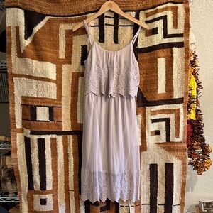 Lavender Lace Tulle Overlay Dress with Embroidery